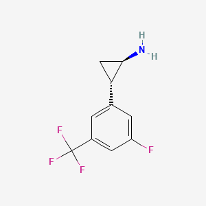 Chemical structure of trans-2-(3-fluoro-5-(trifluoromethyl)phenyl)cyclopropan-1-amine hydrochloride