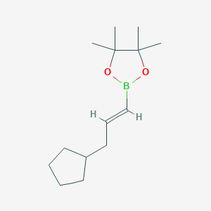 Chemical structure of TRANS-2-(3-CYCLOPENTYLPROPEN-1-YL)-4,4,5,5-TETRAMETHYL-1,3,2-DIOXABOROLANE