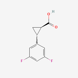 Chemical structure of trans-2-(3,5-difluorophenyl)cyclopropane-1-carboxylic acid