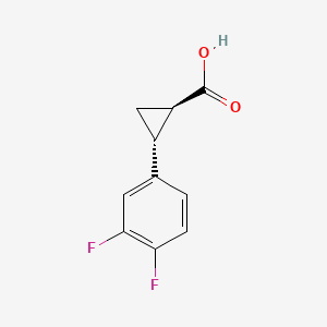 Chemical structure of (1R,2R)-2-(3,4-Difluorophenyl)cyclopropanecarboxylic acid