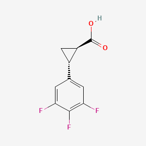 Chemical structure of trans-2-(3,4,5-trifluorophenyl)cyclopropane-1-carboxylic acid