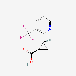 Chemical structure of trans-2-(3-(trifluoromethyl)pyridin-2-yl)cyclopropane-1-carboxylic acid