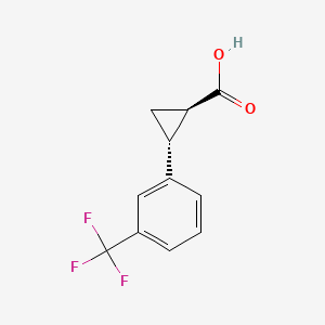 Chemical structure of trans-2-(3-(trifluoromethyl)phenyl)cyclopropane-1-carboxylic acid