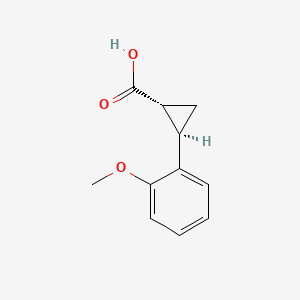 Chemical structure of trans-2-(2-methoxyphenyl)cyclopropane-1-carboxylic acid