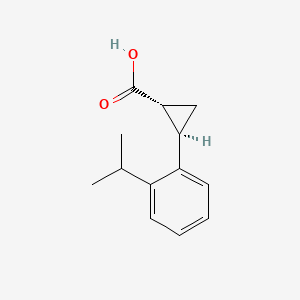 Chemical structure of trans-2-(2-isopropylphenyl)cyclopropane-1-carboxylic acid