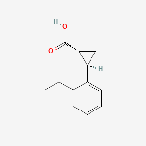 Chemical structure of trans-2-(2-ethylphenyl)cyclopropane-1-carboxylic acid