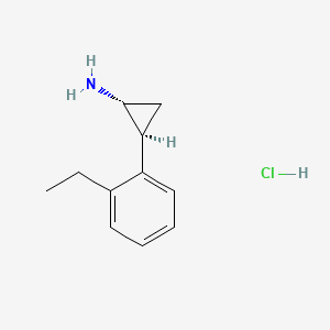 Chemical structure of trans-2-(2-ethylphenyl)cyclopropan-1-amine hydrochloride