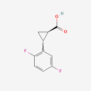 Chemical structure of trans-2-(2,5-difluorophenyl)cyclopropane-1-carboxylic acid