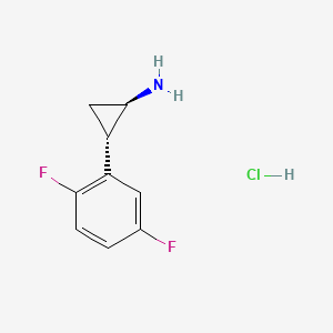 Chemical structure of trans-2-(2,5-difluorophenyl)cyclopropan-1-amine hydrochloride