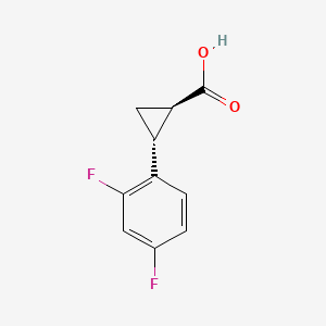 Chemical structure of (1R,2R)-2-(2,4-difluorophenyl)cyclopropanecarboxylic acid