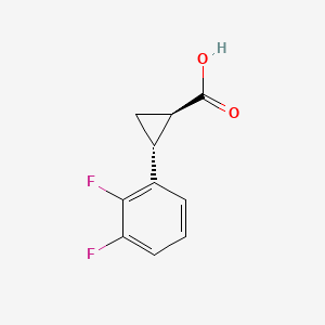 Chemical structure of trans-2-(2,3-difluorophenyl)cyclopropane-1-carboxylic acid