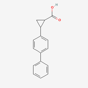 Chemical structure of 2-(4-Phenylphenyl)cyclopropane-1-carboxylic acid