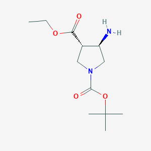 Chemical structure of trans-1-tert-Butyl 3-ethyl 4-aminopyrrolidine-1,3-dicarboxylate