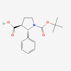 Chemical structure of TRANS-1-BOC-2-PHENYL-PYRROLIDINE-3-CARBOXYLIC ACID
