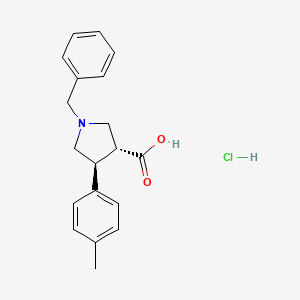 Chemical structure of trans-1-Benzyl-4-(p-tolyl)pyrrolidine-3-carboxylic acid hydrochloride