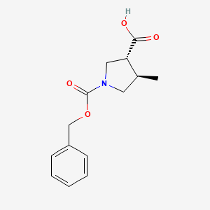 Chemical structure of trans-1-[(Benzyloxy)carbonyl]-4-methylpyrrolidine-3-carboxylic acid