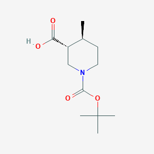 Chemical structure of 1-(tert-Butoxycarbonyl)-4-methylpiperidine-3-carboxylic acid