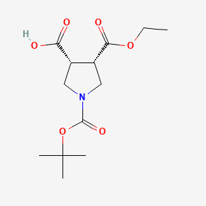 Chemical structure of trans-1-(tert-Butoxycarbonyl)-4-(ethoxycarbonyl)pyrrolidine-3-carboxylic acid
