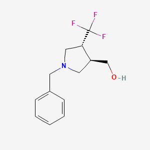 Chemical structure of trans-(1-benzyl-4-(trifluoromethyl)pyrrolidin-3-yl)methanol