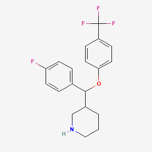 Chemical structure of Trans-(1-benzyl-4-(2-fluoro-5-(trifluoromethyl)phenyl)pyrrolidin-3-yl)methanol