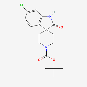 Chemical structure of tert-Butyl6-chloro-2-oxo-1,2-dihydrospiro[indole-3,4'-piperidine]-1'-carboxylate