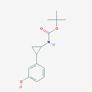 Chemical structure of tert-butyl2-(3-hydroxyphenyl)cyclopropylcarbamate
