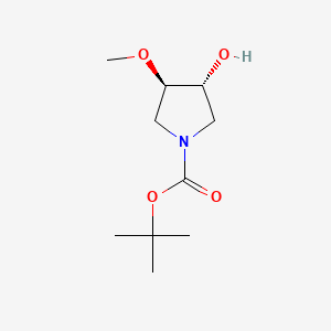 Chemical structure of tert-butyl trans-3-hydroxy-4-methoxypyrrolidine-1-carboxylate