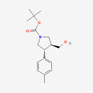 Chemical structure of tert-butyl trans-3-(hydroxymethyl)-4-(p-tolyl)pyrrolidine-1-carboxylate