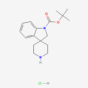 Chemical structure of Tert-Butyl Spiro[Indoline-3,4'-Piperidine]-1-Carboxylate Hydrochloride