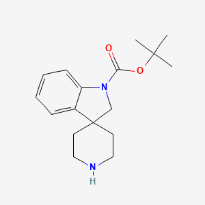 Chemical structure of tert-Butyl spiro[indoline-3,4'-piperidine]-1-carboxylate