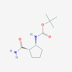 Chemical structure of tert-Butyl rel-((1R,2S)-2-carbamoylcyclopentyl)carbamate