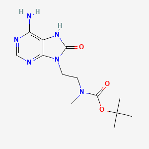 Chemical structure of tert-butyl N-[2-(6-amino-8-oxo-7H-purin-9-yl)ethyl]-N-methylcarbamate
