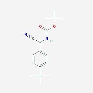 Chemical structure of tert-butyl N-[(4-tert-butylphenyl)-cyanomethyl]carbamate