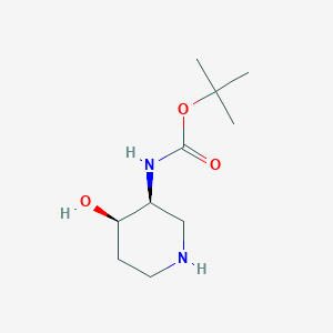 Chemical structure of tert-Butyl ((3S,4R)-4-hydroxypiperidin-3-yl)carbamate