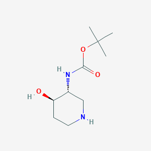 Chemical structure of tert-butyl N-[(3R,4R)-4-hydroxypiperidin-3-yl]carbamate