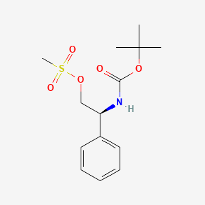 Chemical structure of tert-Butyl N-[(1S)-2-(methanesulfonyloxy)-1-phenylethyl]carbamate