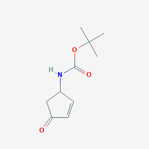 Chemical structure of tert-butyl N-(4-oxocyclopent-2-en-1-yl)carbamate