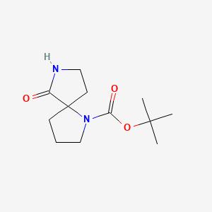 Chemical structure of tert-Butyl 9-oxo-4,8-diazaspiro[4.4]nonane-4-carboxylate