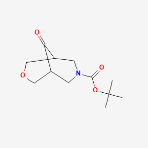 Chemical structure of tert-Butyl 9-oxo-3-oxa-7-azabicyclo[3.3.1]nonane-7-carboxylate
