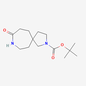 Chemical structure of tert-Butyl 9-oxo-2,8-diazaspiro[4.6]undecane-2-carboxylate