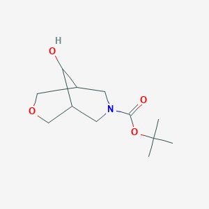 Chemical structure of tert-Butyl 9-hydroxy-3-oxa-7-azabicyclo[3.3.1]nonane-7-carboxylate