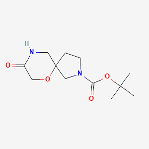 Chemical structure of tert-Butyl 8-oxo-6-oxa-2,9-diazaspiro[4.5]decane-2-carboxylate