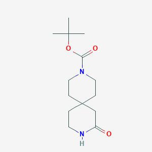 Chemical structure of tert-Butyl 8-oxo-3,9-diazaspiro[5.5]undecane-3-carboxylate