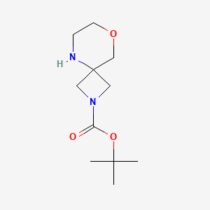 Chemical structure of tert-Butyl 8-oxa-2,5-diazaspiro[3.5]nonane-2-carboxylate