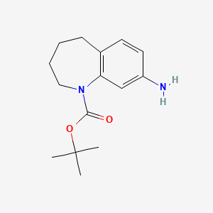 Chemical structure of tert-Butyl 8-amino-2,3,4,5-tetrahydro-1H-benzo[b]azepine-1-carboxylate