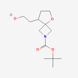 Chemical structure of Tert-Butyl 8-(2-Hydroxyethyl)-5-Oxa-2-Azaspiro[3.4]Octane-2-Carboxylate