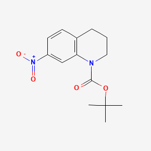 Chemical structure of tert-Butyl 7-nitro-3,4-dihydroquinoline-1(2H)-carboxylate