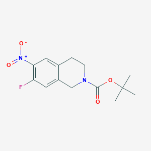 Chemical structure of tert-Butyl 7-fluoro-6-nitro-3,4-dihydroisoquinoline-2(1H)-carboxylate