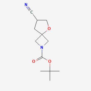 Chemical structure of tert-Butyl 7-cyano-5-oxa-2-azaspiro[3.4]octane-2-carboxylate