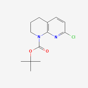 Chemical structure of tert-Butyl 7-chloro-3,4-dihydro-1,8-naphthyridine-1(2H)-carboxylate